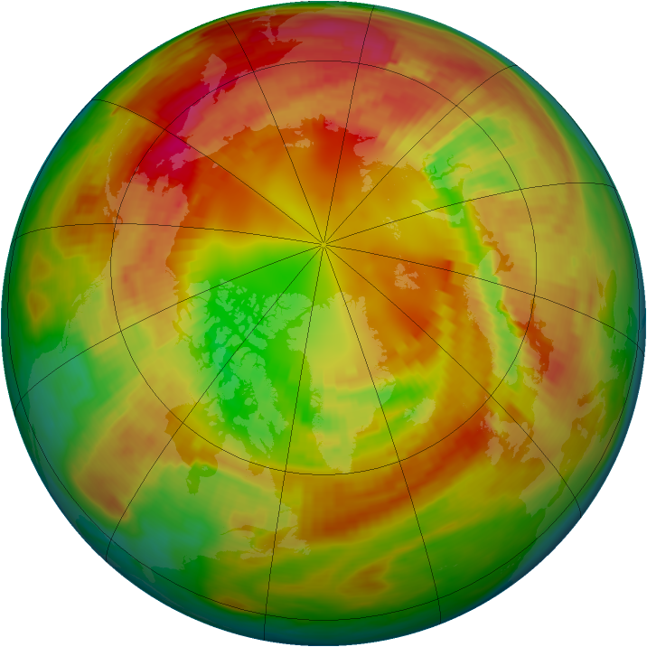 Arctic ozone map for 22 February 1981